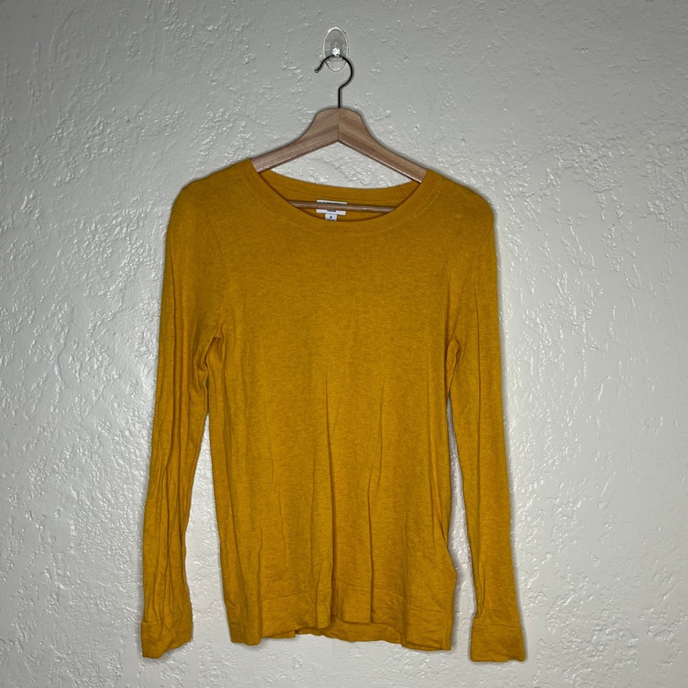 J.Crew Cotton Teddie Sweater Mustard Yellow Crewneck L1561 Womens Small
